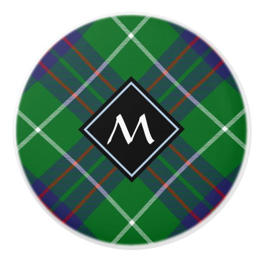 Clan MacIntyre Hunting Tartan Ceramic Knob. Keramische Knop (Voorkant)
