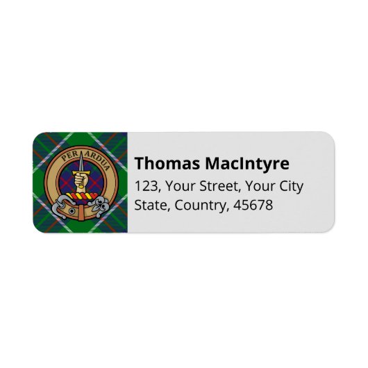 Clan Macintyre Hunting Tartan Label (Voorkant)