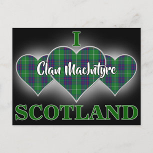 Clan MacIntyre I Love Scotland Tartan Heart Briefkaart