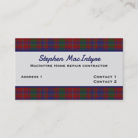 Clan MacIntyre Tartan Aangepast Visitekaartje (Voorkant)