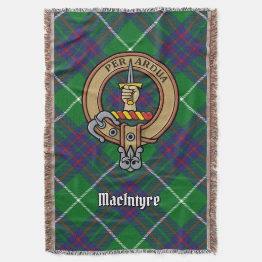 Clan MacIntyre-wapen over tartan Deken (Voorkant Verticaal)