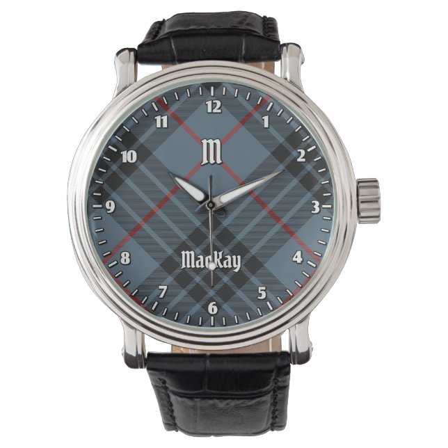 Clan MacKay Blue Tartan Horloge (Voorkant)