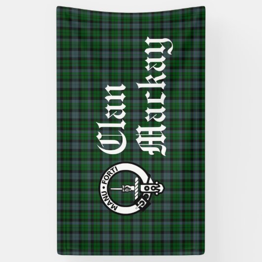 Clan Mackay Crest Badge and Tartan Spandoek (Verticaal)