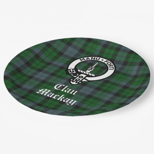 Clan Mackay Crest Badge en Tartan  Papieren Bordje (Gekanteld)