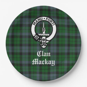 Clan Mackay Crest Badge en Tartan Papieren Bordje