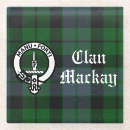 Clan Mackay Crest Badge & Tartan Aanpasbaar Glazen Onderzetter