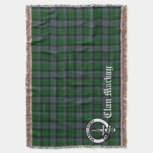 Clan Mackay Crest Badge & Tartan Deken (Voorkant Verticaal)