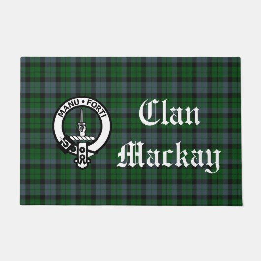 Clan Mackay Crest Badge & Tartan Deurmat (Voorkant)
