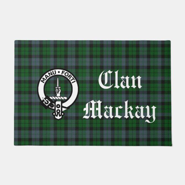 Clan Mackay Crest Badge & Tartan Deurmat (Voorkant)