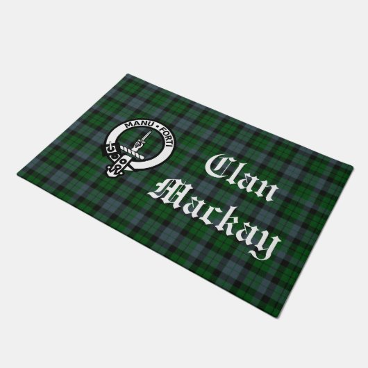 Clan Mackay Crest Badge & Tartan  Deurmat (Schuin)
