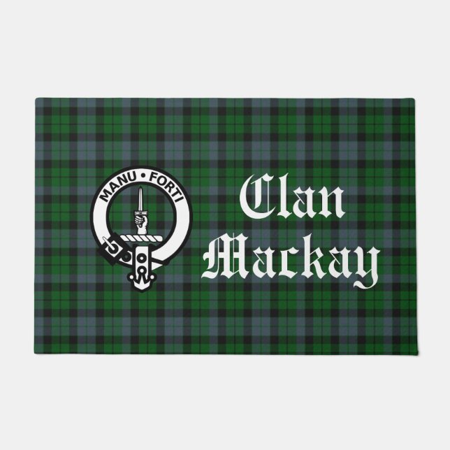 Clan Mackay Crest Badge & Tartan Front Deurmat (Voorkant)