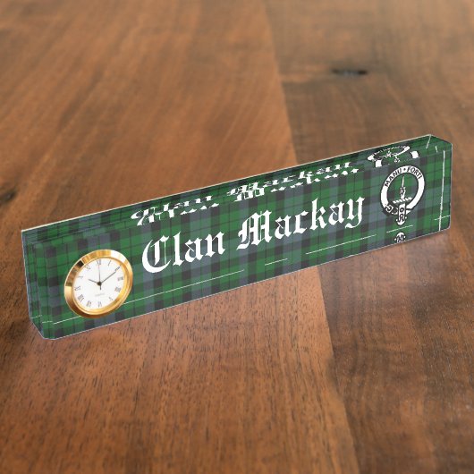 Clan Mackay Crest Badge & Tartan  Naambordje (Zijkant)
