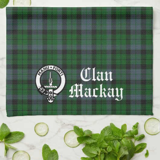 Clan Mackay Crest Badge & Tartan Theedoek (Gevouwen)