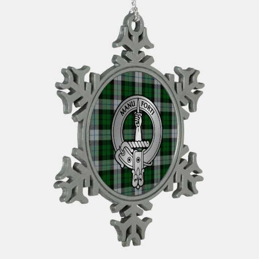 Clan MacKay Crest & Dress Tartan Tin Sneeuwvlok Ornament (Links)