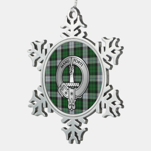 Clan MacKay Crest & Dress Tartan Tin Sneeuwvlok Ornament (Rechts)