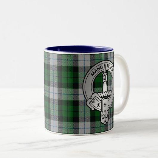 Clan MacKay Crest & Dress Tartan Tweekleurige Koffiemok (Voorkant rechts)