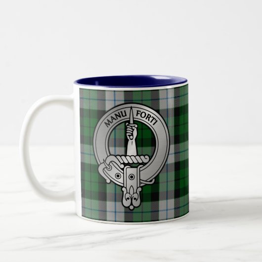 Clan MacKay Crest & Dress Tartan Tweekleurige Koffiemok (Links)