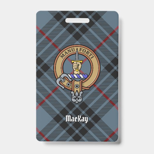 Clan MacKay Crest over Blue Tartan Badge (Voorkant)