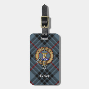 Clan MacKay Crest over Blue Tartan Bagagelabel