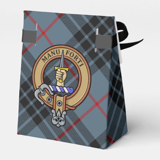 Clan MacKay Crest over Blue Tartan Bedankdoosjes (Achterkant)