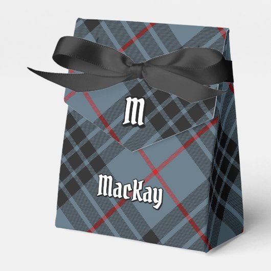 Clan MacKay Crest over Blue Tartan Bedankdoosjes (Voorkant Zijde)