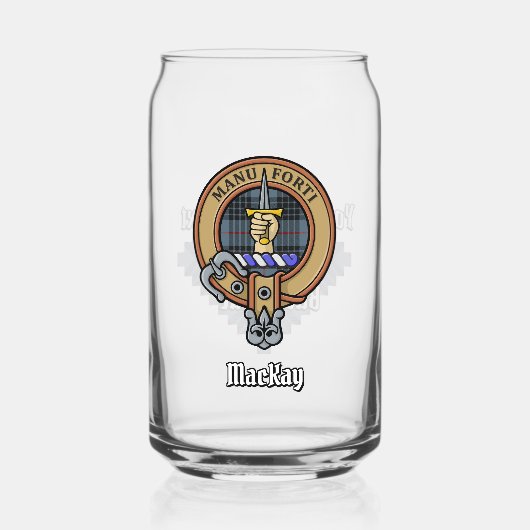 Clan MacKay Crest over Blue Tartan Blikvorm Glas (Voorkant)