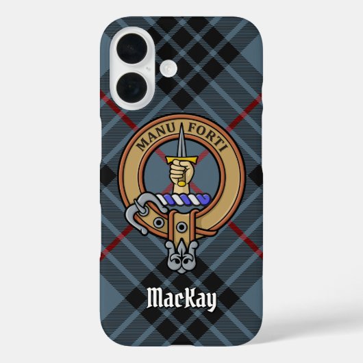 Clan MacKay Crest over Blue Tartan Case-Mate iPhone Case (Achterkant)