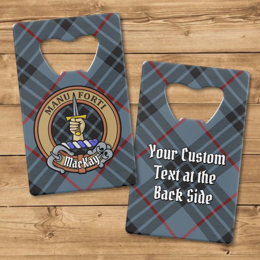 Clan MacKay Crest over Blue Tartan Creditkaart Flessenopener