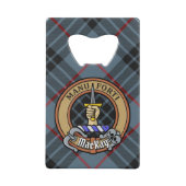 Clan MacKay Crest over Blue Tartan Creditkaart Flessenopener (Voorkant)