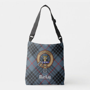 Clan MacKay Crest over Blue Tartan Crossbody Tas