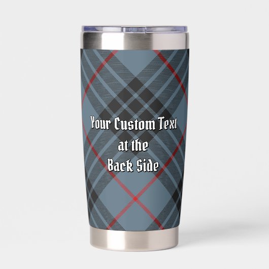 Clan MacKay Crest over Blue Tartan Geïsoleerde Drinkbeker (Achterkant)