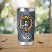 Clan MacKay Crest over Blue Tartan Geïsoleerde Drinkbeker