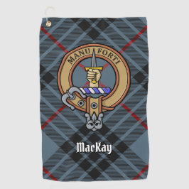 Clan MacKay Crest over Blue Tartan Golfhanddoek
