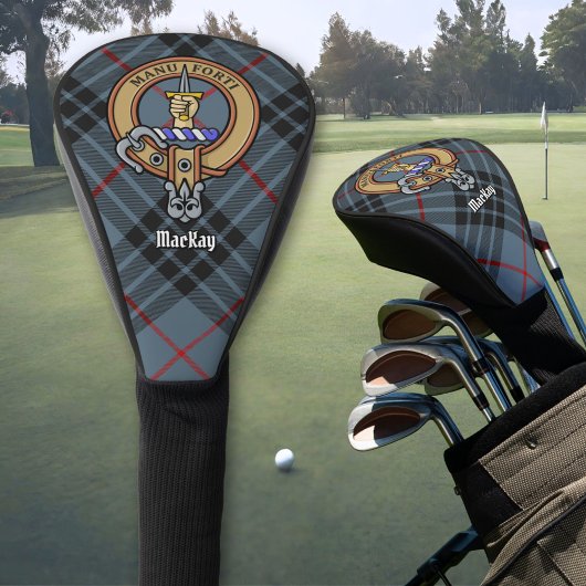 Clan MacKay Crest over Blue Tartan Golfheadcover