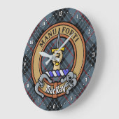 Clan MacKay Crest over Blue Tartan Grote Klok (Hoek)