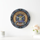 Clan MacKay Crest over Blue Tartan Grote Klok (Huis)
