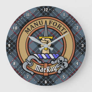 Clan MacKay Crest over Blue Tartan Grote Klok