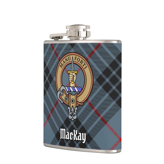 Clan MacKay Crest over Blue Tartan Heupfles (Links)