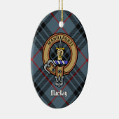 Clan MacKay Crest over Blue Tartan Keramisch Ornament (Rechts)