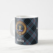 Clan MacKay Crest over Blue Tartan Koffiemok (Voorkant links)
