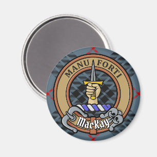 Clan MacKay Crest over Blue Tartan Magneet