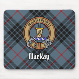 Clan MacKay Crest over Blue Tartan Muismat