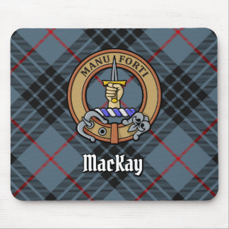 Clan MacKay Crest over Blue Tartan Muismat