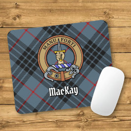 Clan MacKay Crest over Blue Tartan Muismat