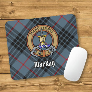 Clan MacKay Crest over Blue Tartan Muismat