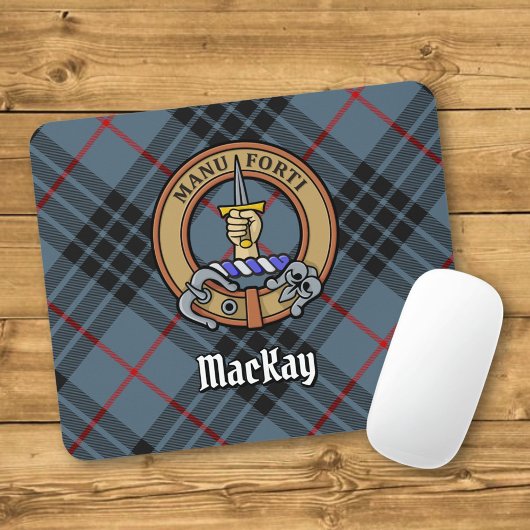 Clan MacKay Crest over Blue Tartan Muismat