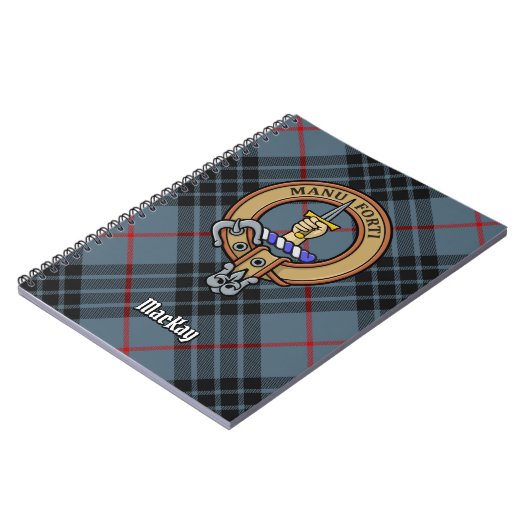 Clan MacKay Crest over Blue Tartan Notitieboek (Linkerzijde)