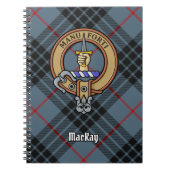 Clan MacKay Crest over Blue Tartan Notitieboek (Voorkant)