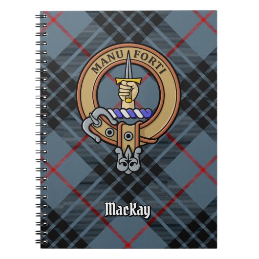 Clan MacKay Crest over Blue Tartan Notitieboek (Voorkant)