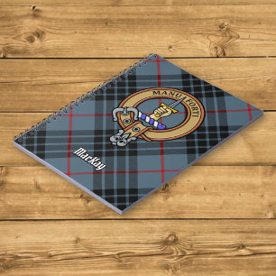 Clan MacKay Crest over Blue Tartan Notitieboek